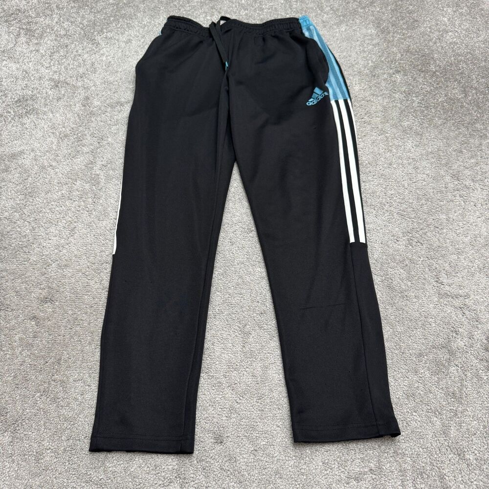 Adidas Tiro 21 Track Pants Mens Large Black Hazy Blue 3-Stripes Aeroready Ankle